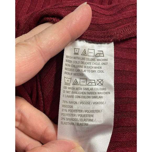 AnyBody Sz 1X Cowl-Neck Dress Drawstring Waist Rib Knit Garnet Red A623540 - Picture 11 of 13